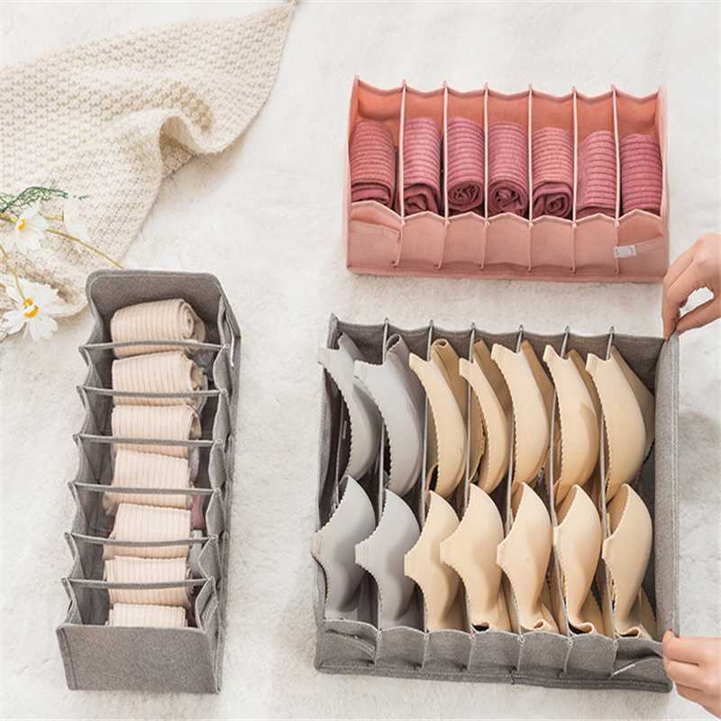 

Storage Drawers Portable Underwear Box Dormitory Closet Organizer Foldable Scarf Socks Bra Drawer Divider Tool 6/7/11 Grids