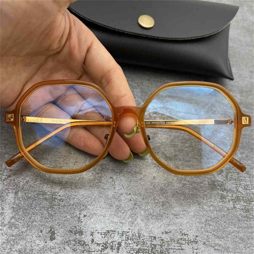 

80% Off Store Online German glasses frame horse guitar ultra light plate screw free fashion polygon large plain myopia lens
