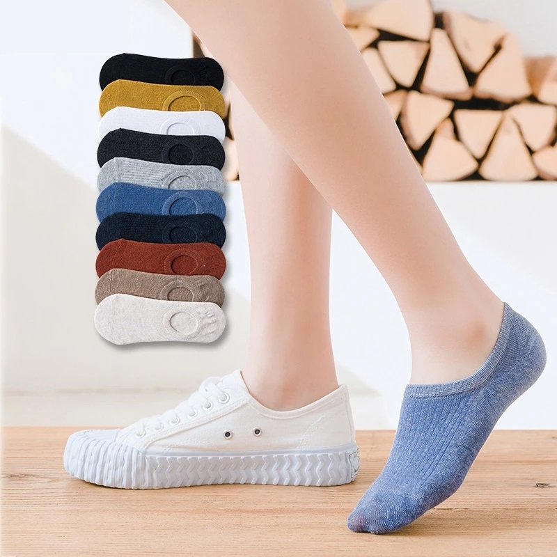

Women's silicone non-slip invisible socks Summer solid color Ankle Boat Socks female soft Cotton slipper sock 35-40 EUR, Color 1