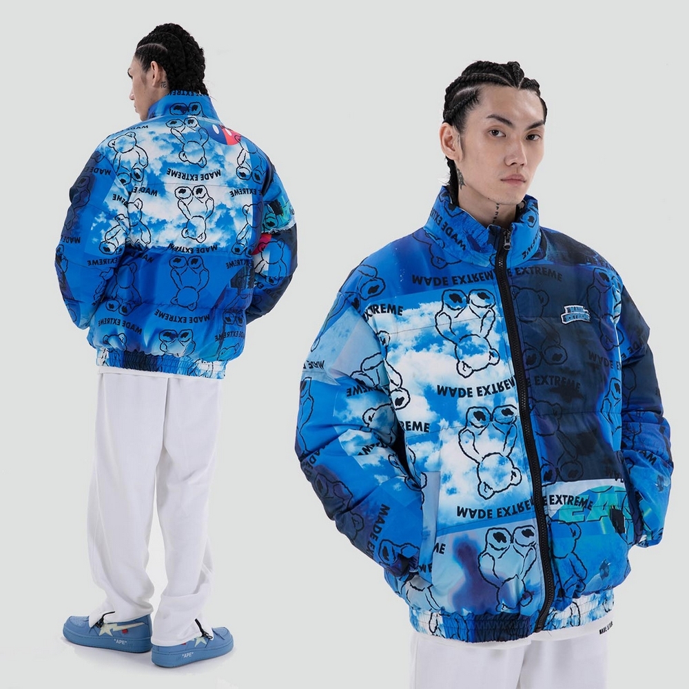 

2021 New Men Winter Parkas Coat Hip Hop Thick Cotton Jackets Fashion Casual Little Bear Print Streetwear Oversized Jacket Tops X978, Gray