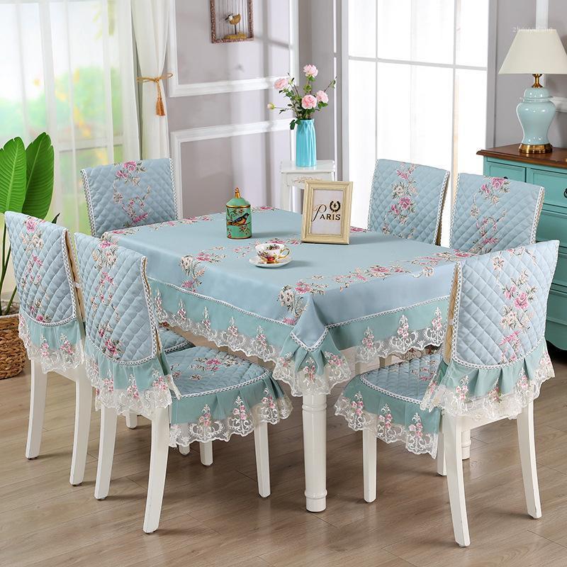 

Table Cloth Brief Pastoral Style Tablecloth Chair Cover Printing Floral Lace Rectangle Kitchen Dining Seat Pad Back Tapete