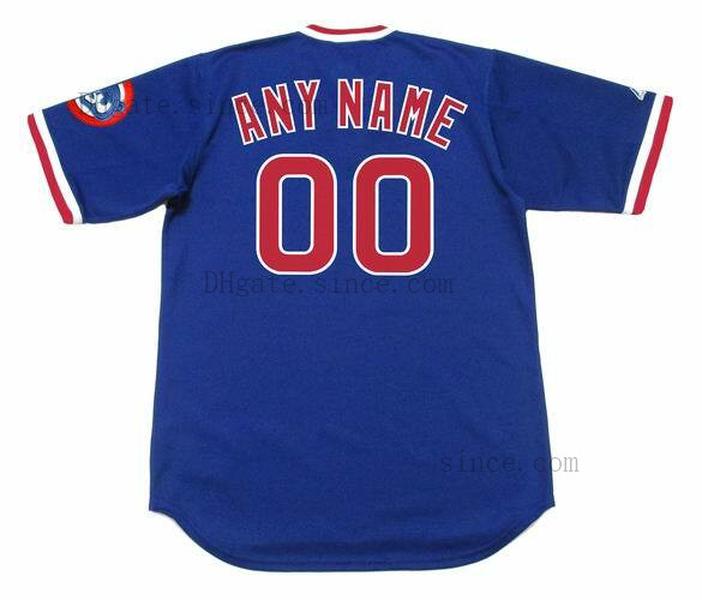 

Mens Womens Youth Kids CHICAGO CUBSSS 1980's Majestic Cooperstown Away Jersey Customized with "Any Name & Number(s)"Size S-6XL, Blue;black