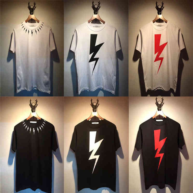 

Men's T-Shirts Camisa masculina de manga curta estilo britânico neil barrett verão nova série lightning camisa algodão chique para mulher ABZN, 1# shoe box