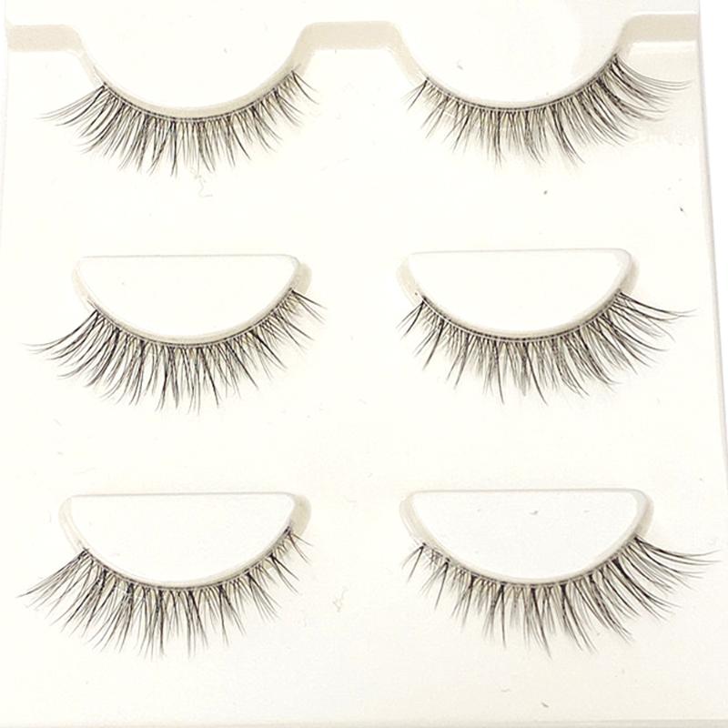 

False Eyelashes Short Natural Style 3D Handmade Transparent Faux Real Lashes 3 Pairs Beauty Makeup Fake Eyelash Sexy Eye LashFalse
