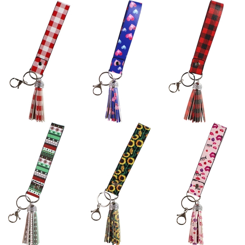 

Leather Key Chain Tassel Creative Lovely Car Keychain Bag Pendant Fashion Plaid Flower Print Keyring Multicolor Fashion Designers SALE G66I6DJ, 1#