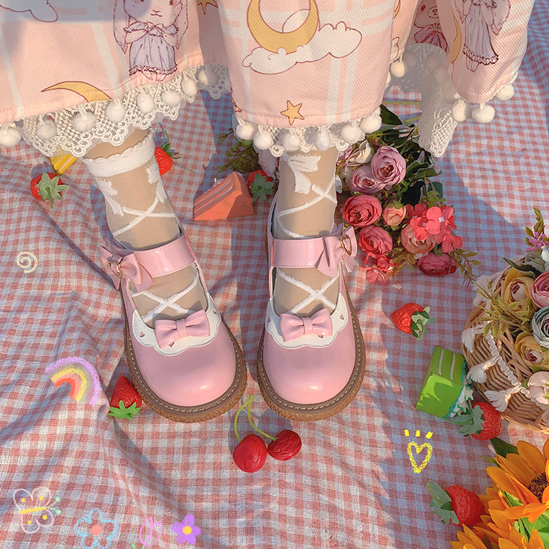 

Sweet Jumping Meads Bowknot Girls Buckle Kawaii Tea Beautiful Japanese Party Anime Lolita Platform Harujuku Jk Big Size Shoes 34-41 9pgj