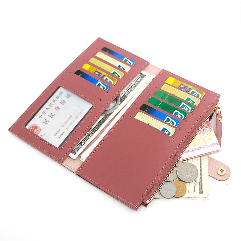 

Wallets Wallet Women/men Black/pink/green/blue/red PU Leather Business Card Holder Case Long Zipper Money Bag 2022