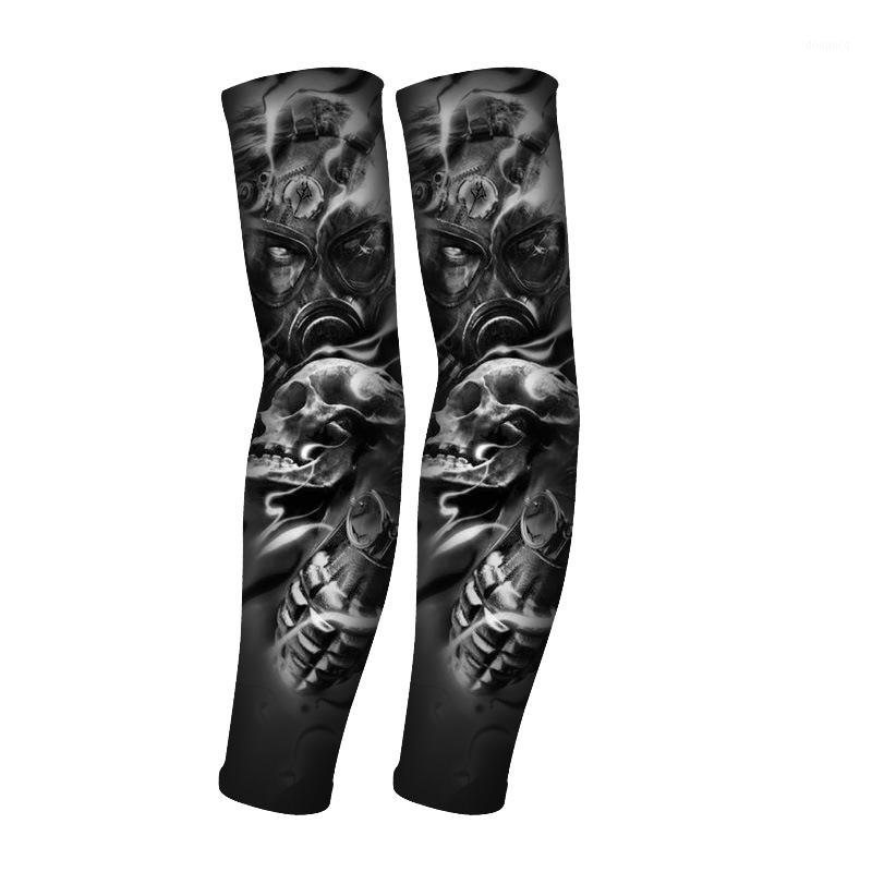

Ice Silk Sunsn Sleeve Seamless Flower Arm Tattoo Sweat Absorption Breathable Ice Sleeve Fashion UV Black Grey1, As pic