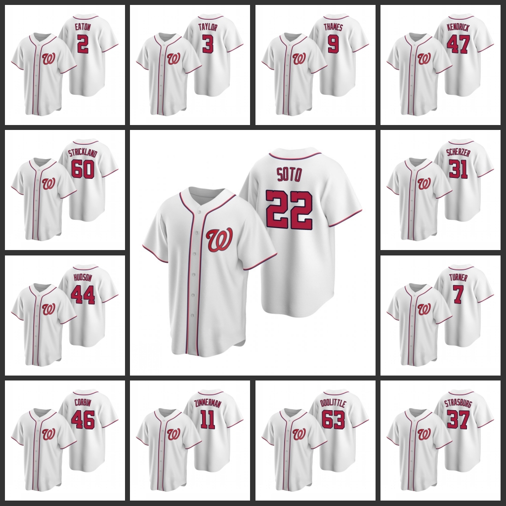 

Washington Nationals Men Eric Thames Daniel Hudson Max Scherzer Michael A. Taylor Patrick Corbin Replica Home Women Youth Jersey, Black
