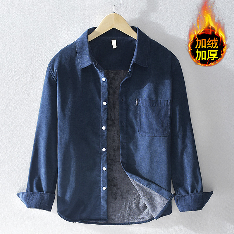 

2021 New Corduroy Pure Cotton Brand Casual Comfortable for Men Fashion Warm Shirt Mens Thicking Trend Shirts Male Camisa Wpyx, Wine red