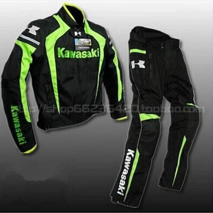 

Motorcycle Apparel Wholesale Motocross For Kawasak Team Suit Oxford Racing Jackets + Pants Windproof Warm With Protective Gear A