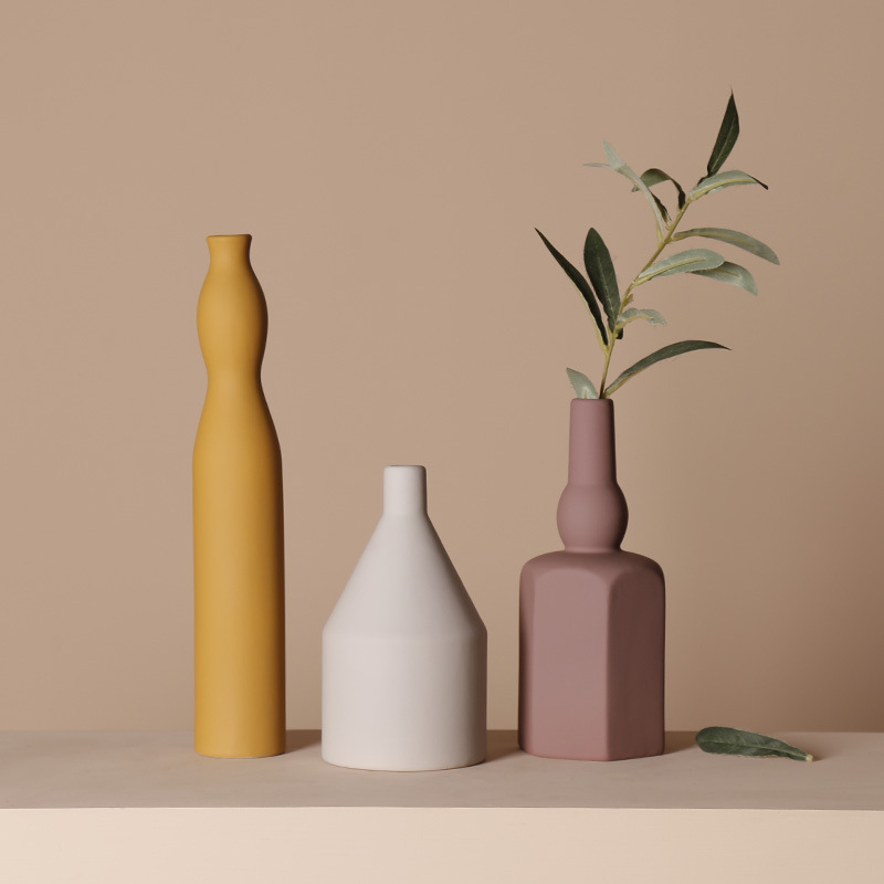 

Ceramic dry flower vase northern European style molandi color creativity INS living room flower arrangement simple home decoration 33 S2