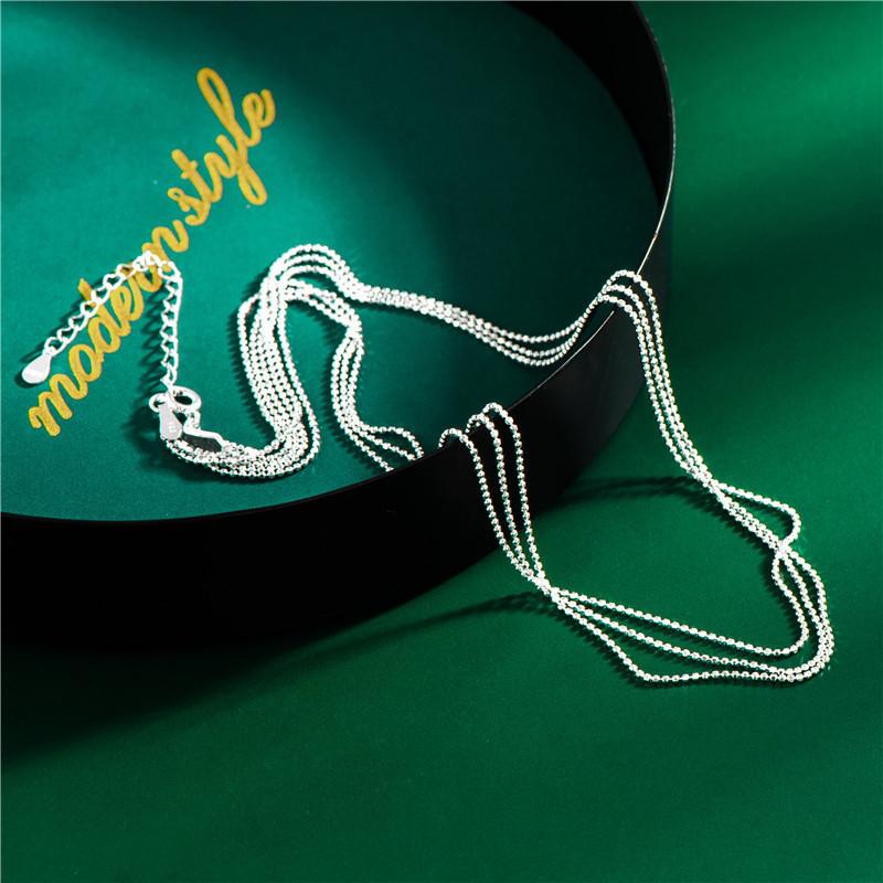 

Chains 925 Sterling Silver Three Layer Round Bead Choker Necklace For Women Sparkling Shinny Multi Layers Clavicle Chain Girls