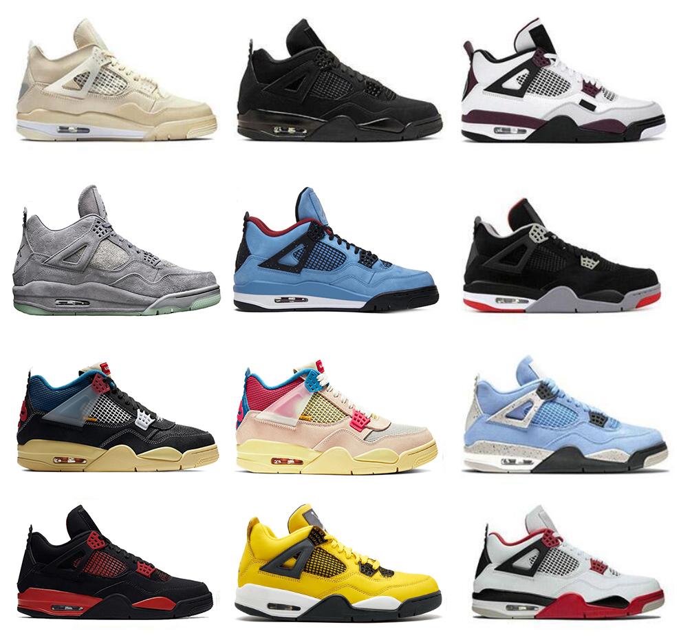 

Top Shoes 2021 Authentic SE University Blue Shoes Fire Red Thunder KAWS Black Cat Travis Scott 4S Bred Sail Union White Oreo Men Topshop999