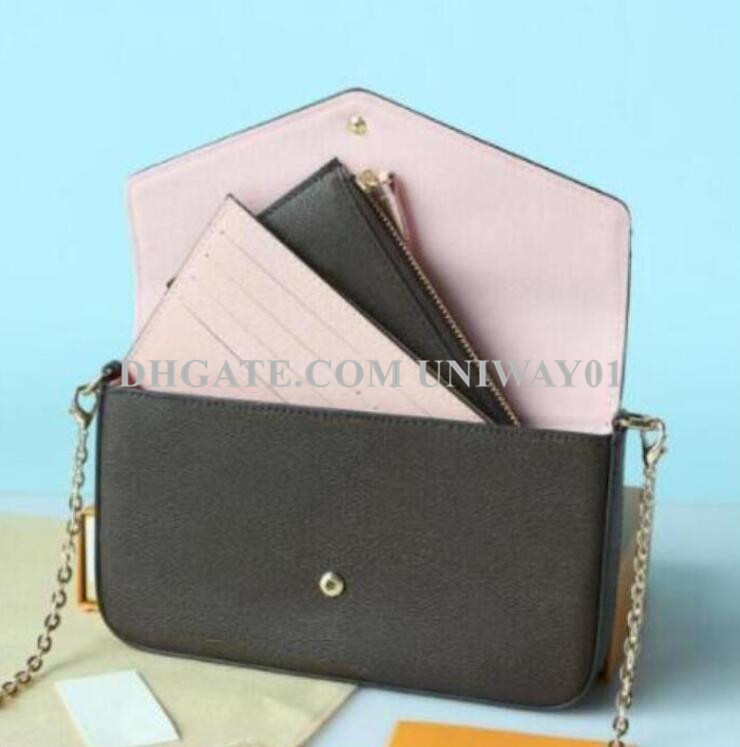 

Woman Shoulder Bag handbag With Original Box Serial code clutch purse lady flower checkers grid card holder, With box