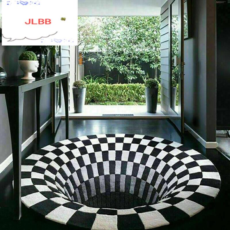 

RULDGEE Mandala Alfombra 3D Three-dimensional Black&White Stereo Vision Mat Living Room Doormat Table Sofa Illusion Carpet