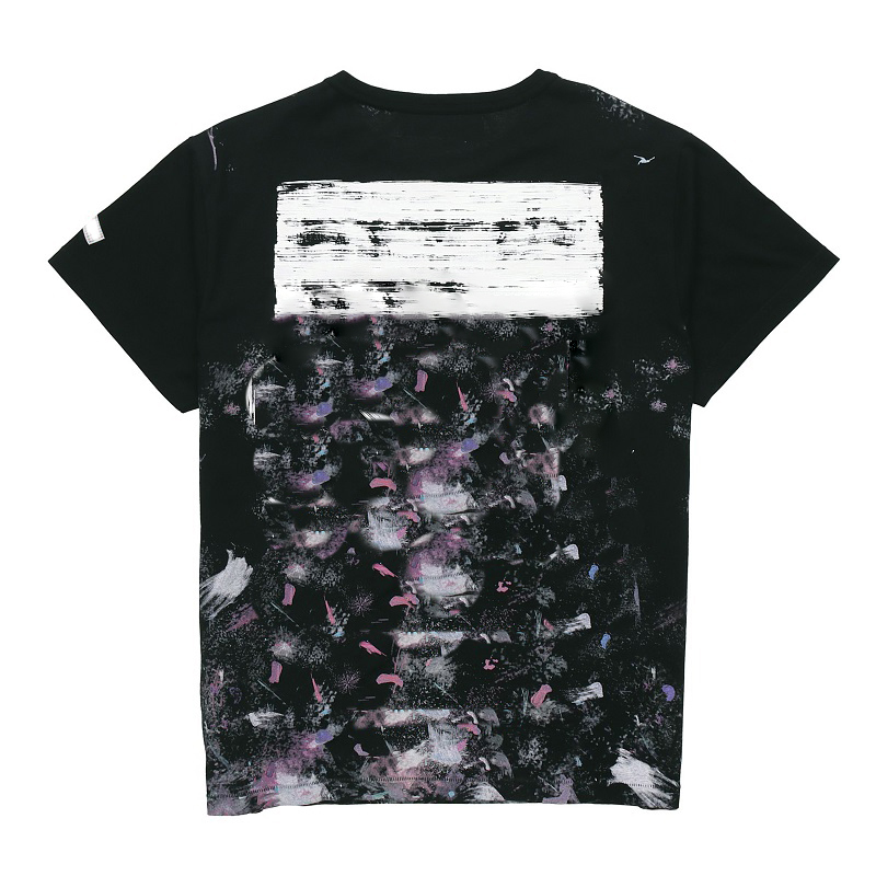 

2021 High-quality mens t shirt short-sleeved fireworks starry sky graffiti men and women the same loose round neck t-shirt half-sleeved tide, White;black