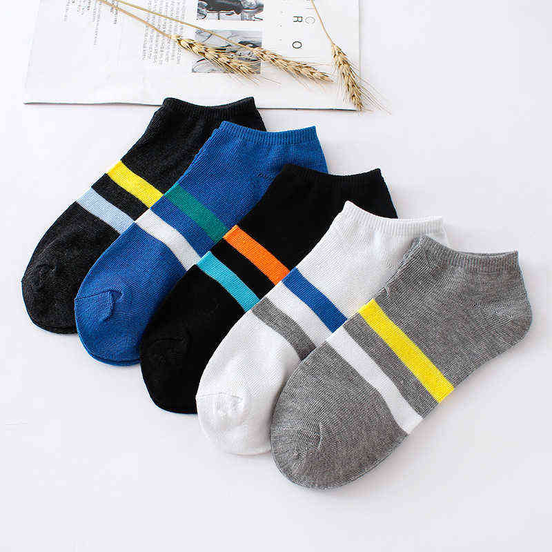 

1 Pair Men Sports Socks Casual Boat Low Cut Ankle Socks Boy Summer Patchwork Short Boat Socks For Male Footwear D0367 Y1222, Red