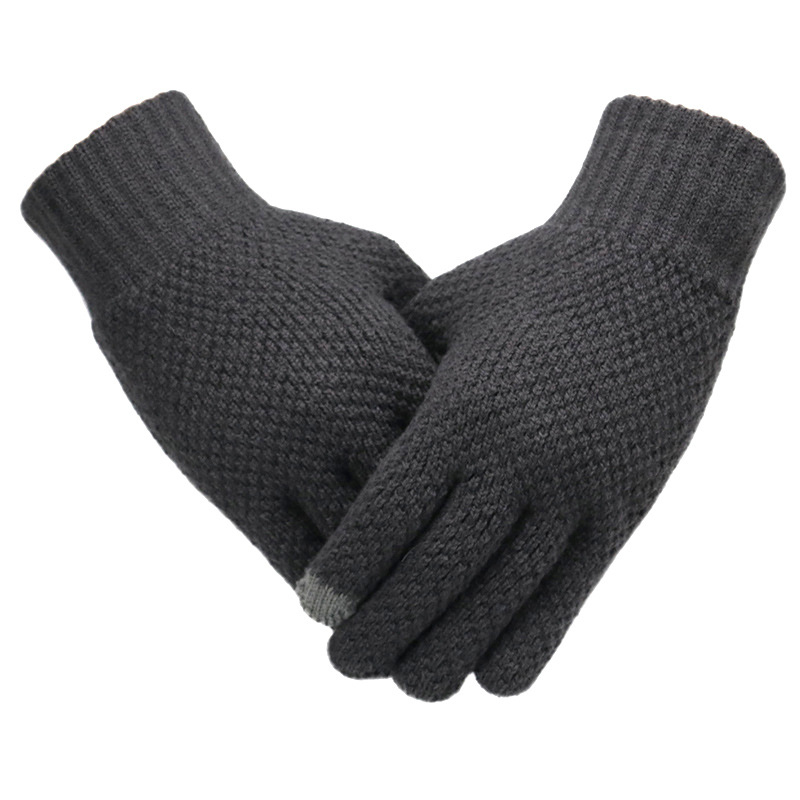 

Classic Design Thicken Winter Knitted Touch Screen Gloves Male Fingers Warm Wool Cashmere Casual Glove