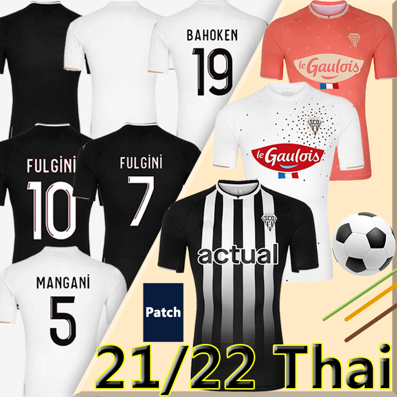 

2021 2022 maillots SCO Angers SOCCER JERSEYS home away black white 21/22 Diony Fulgini Boufal Capelle Bahoken Pereira Lage football shirts uniforms tops thailand, Angre 21-22 home