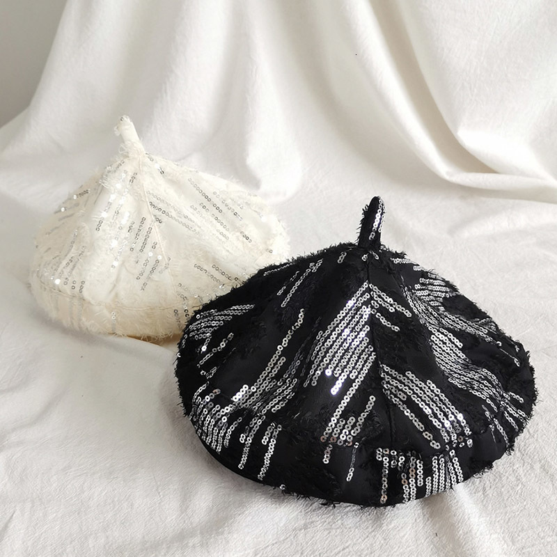 

2021 New Fashion Women Beret Female Bonnet Caps Sequins Diamond Decoration All Matched Dance Party Walking Hat Shining Cap 3hvm, Black