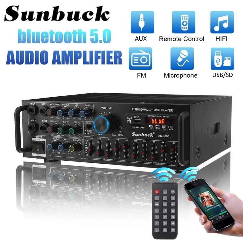 

2000W Bluetooth Stereo Amplifier Surround Sound USB SD AMP FM DVD AUX LCD Display Home Cinema Karaoke Remote Control 336BU 211011