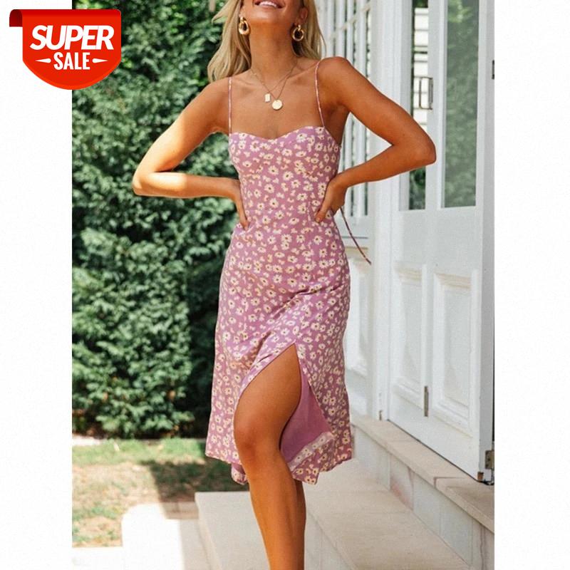 

Women Dress Floral Print Casual Summer Vestidos Split Boho Girl Ladies Slip Dresses Female Chic 2020 Spring New Fashion #Yy9y, Black;gray