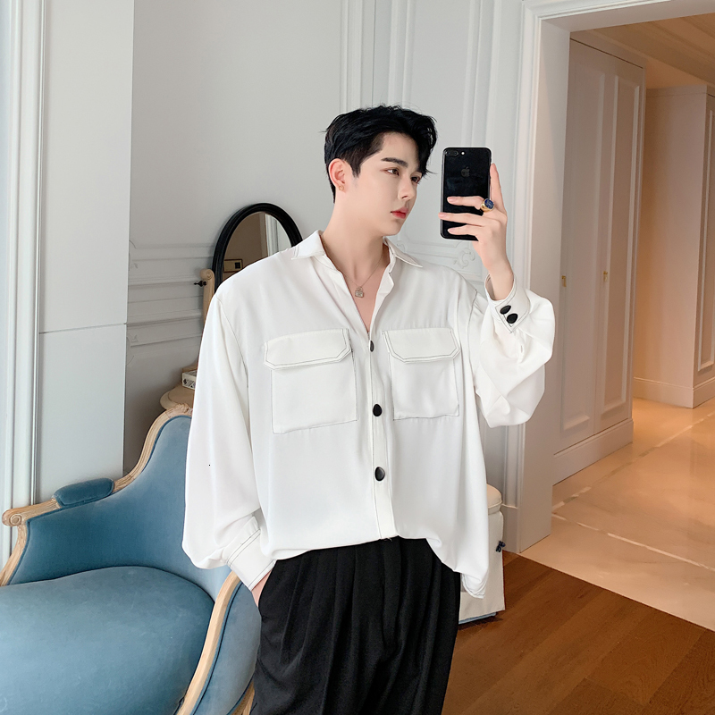 

2021 New Men's Simple Chic Cotton Clothes Long Sleeve White Shirt French Cuff Mens Brand High-quality Fashion Shirts Plus Size -2xl B0i4