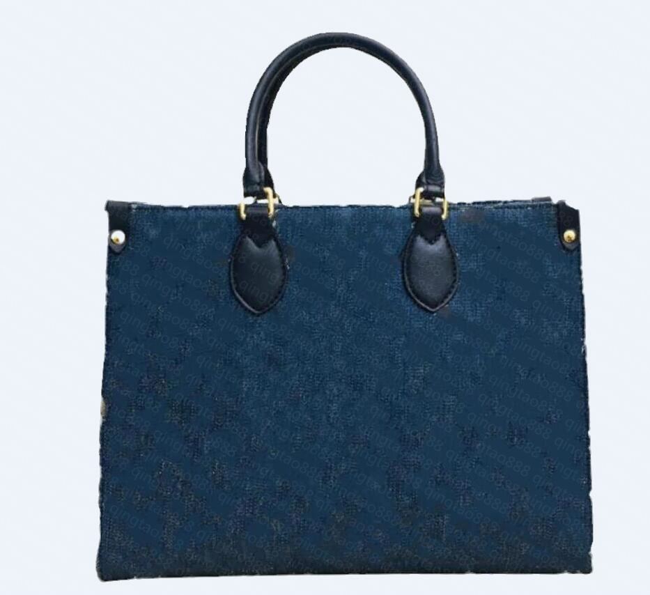 

Designer Tote High Quality Handbag JACQUARD DENIM denim ONTHEGO MM Shoulder Bag Women Shopping Purse Leather Classic Flower Balck Checkered Bags, Airbag [no bag]
