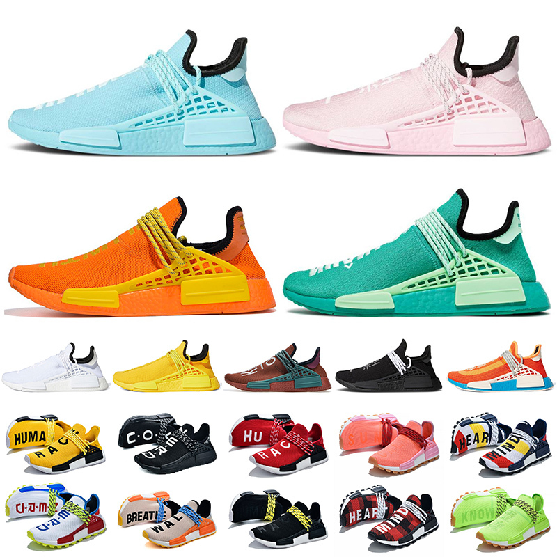 

Wholesale 2021 pharrell williams NMD human race big size 47 mens running shoes Aqua Pink Orange Nerd human races women trainers sneakers, A17 equality 36-45