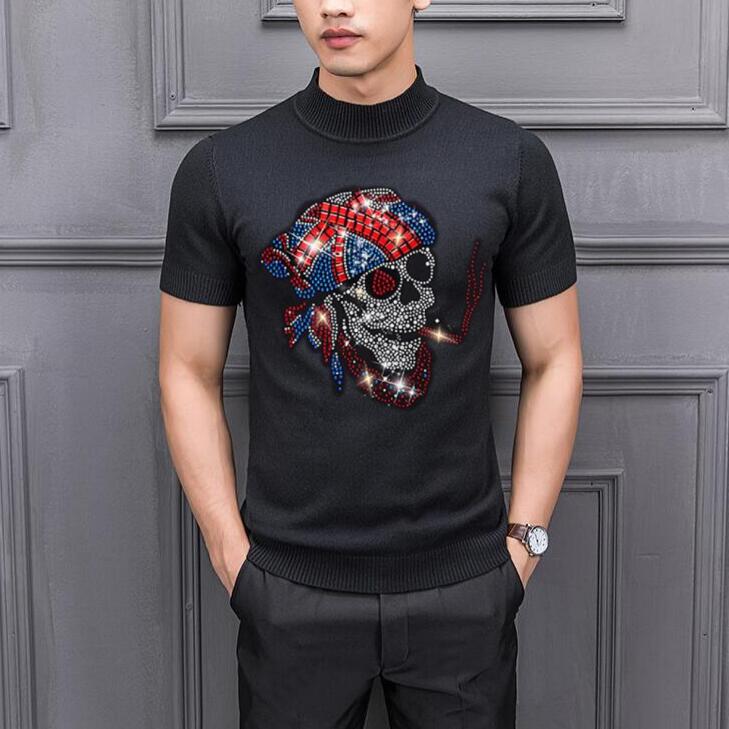

2021 Men's Sets Brand sweaters Sportswear Rhinestone men short Sleeve, Gold