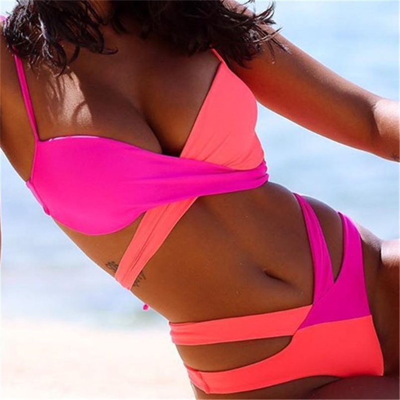 

Brazilian Woman Swimsuit Push Up Sexy Bikini Mujer Bandage Neon Swimwear Women Bathing Suit High Cut Extreme Bathers 210722, Nude pink