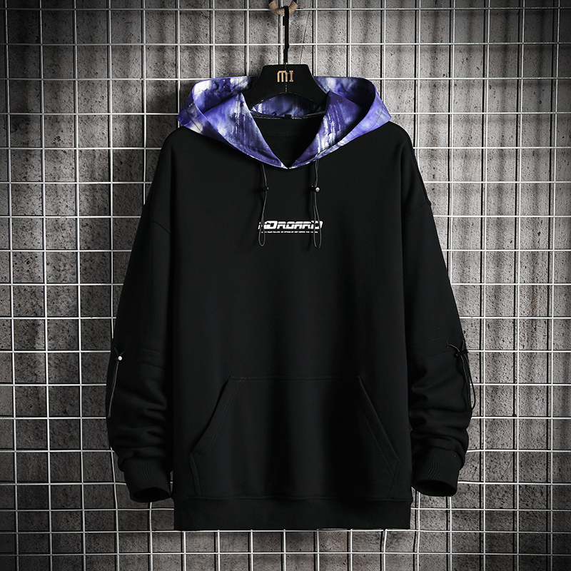 

2021 New Moletom Tie-dye Hip Hop Retalhos O-pescoo Mangas Compridas Hoodies Blusa Superior Com Capuz Masculino Preto Branco K7r2, Coffer