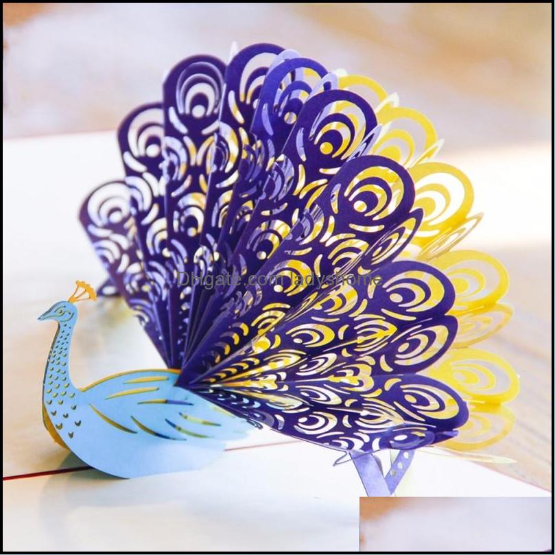 

Cards Event Festive Party Supplies Home & Garden3D Peacock Pop Up Greeting Laser Cutting Retro Envelopes Postcard Hollow Carved Handmade Tha