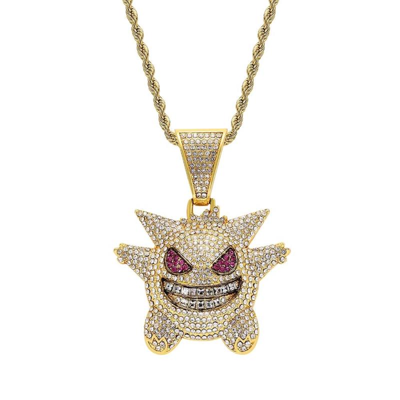 

Pendant Necklaces Halloween Mens Necklace Creative Little Devil Zircon Gold Chain Hip Hop Couple Ladies Fashion Gift Jewelry