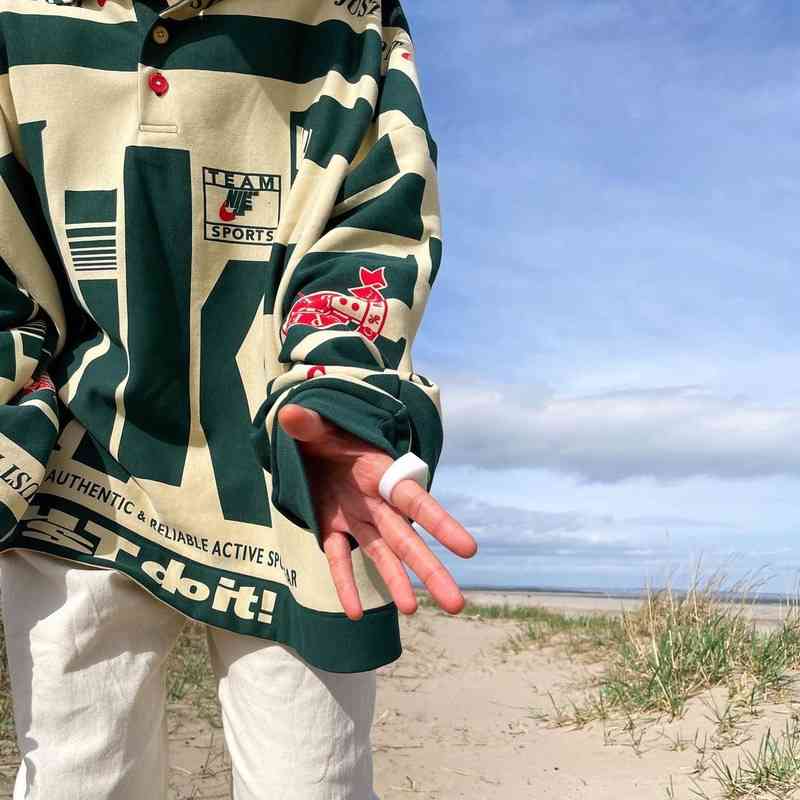 

Cpfm joint brand hook high street letter loose Pullover long sleeve polo shirt men' pure cotton Lapel trend in spring and Autumn md