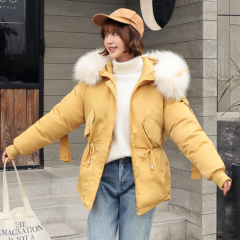 

2021 New Autumn Winter Jacket Women Hooded with Fur Collar Outwear Cotton Padded Female Parka Short Coat Fashion Pp190 5n4j, Black
