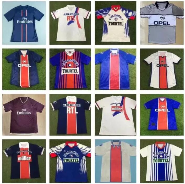 

OKOCHA Retro SOCCER JERSEY 93 94 95 96 LEROY ADAILTON Beckham 98 99 00 01 02 03 90 92 classic RAI ANELKA Ibrahimovic camisas de futebol RONALDINHO SIMONE PSGS 555, 90/92 away