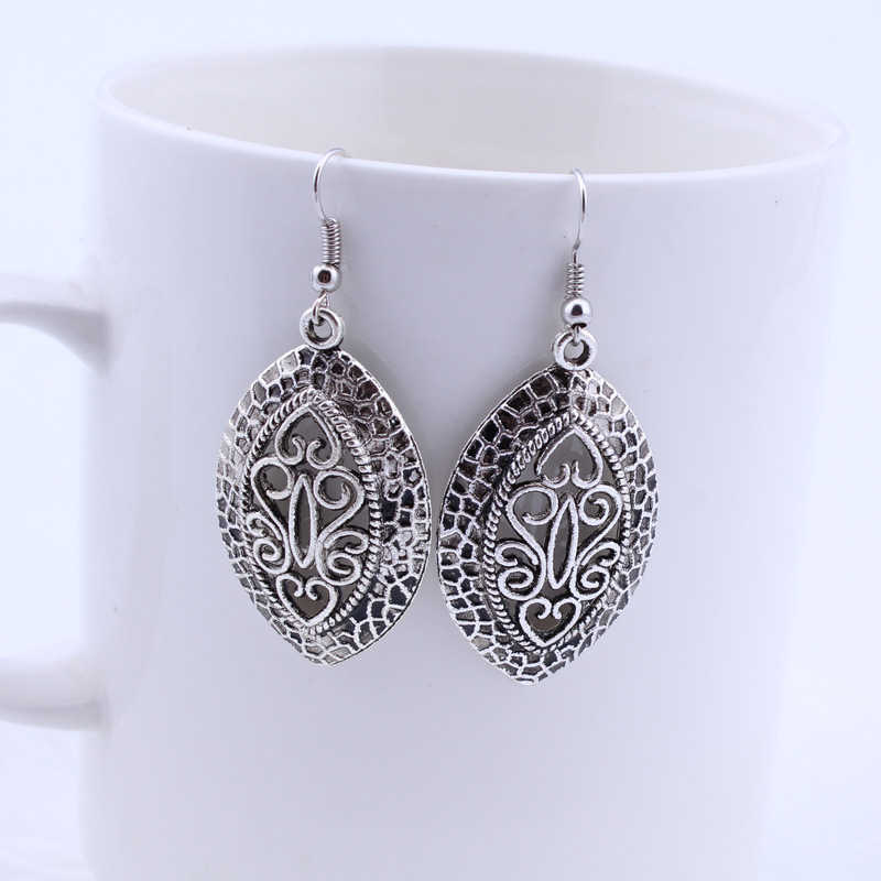 

women's Hollow drop Tibetan silver Charm earrings DYMTQE045 fashion gift national style women DIY earring