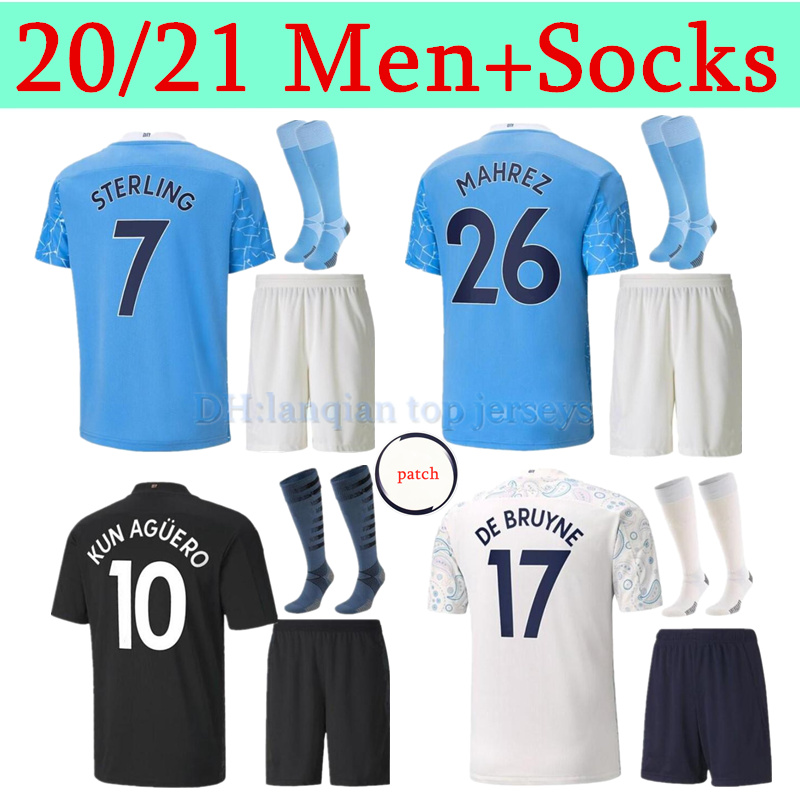 

2020 2021 Manchester soccer jersey 20 21 G. JESUS CITY STERLING FERRAN DE BRUYNE KUN AGUERO football shirts MAN uniform men kit socks jersey, Black;yellow
