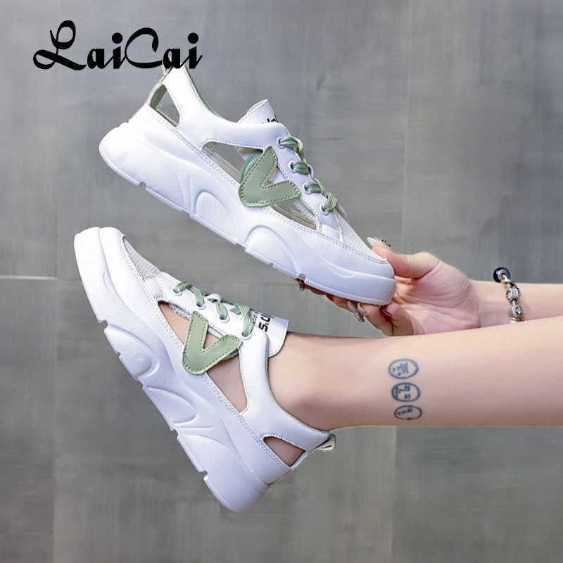 

2021new Summer White Shoes Women's All-Match Internet Celebrity Leisure Pump Sports Sandals walking and running Flat Fashionable Y0721, Green