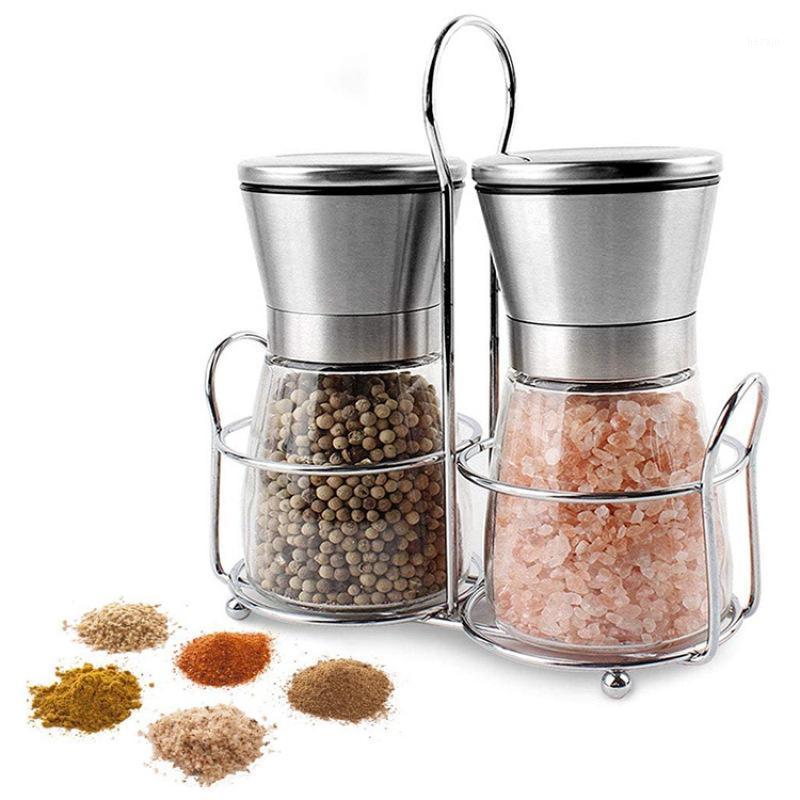 

Storage Bottles & Jars 2-piece Bottle 304 Stainless Steel Grinder, Pepper, Sea Salt, Glass Manual Seasoning Jar Containers