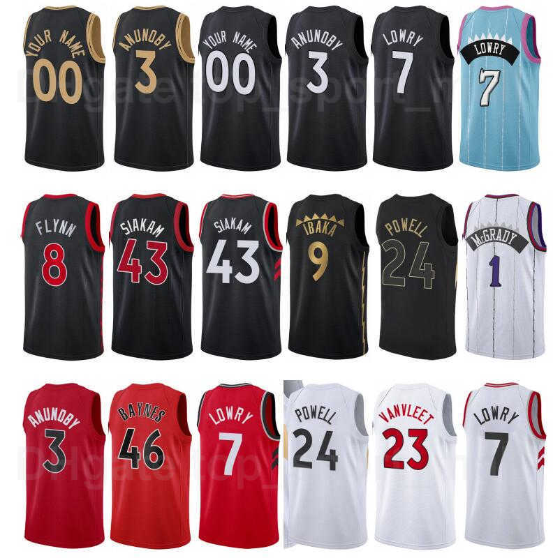 

Screen Print Basketball OG Anunoby Jersey 3 Fred VanVleet 23 Pascal Siakam 43 Aron Baynes 46 Terence Davis 0 McGrady, Purple