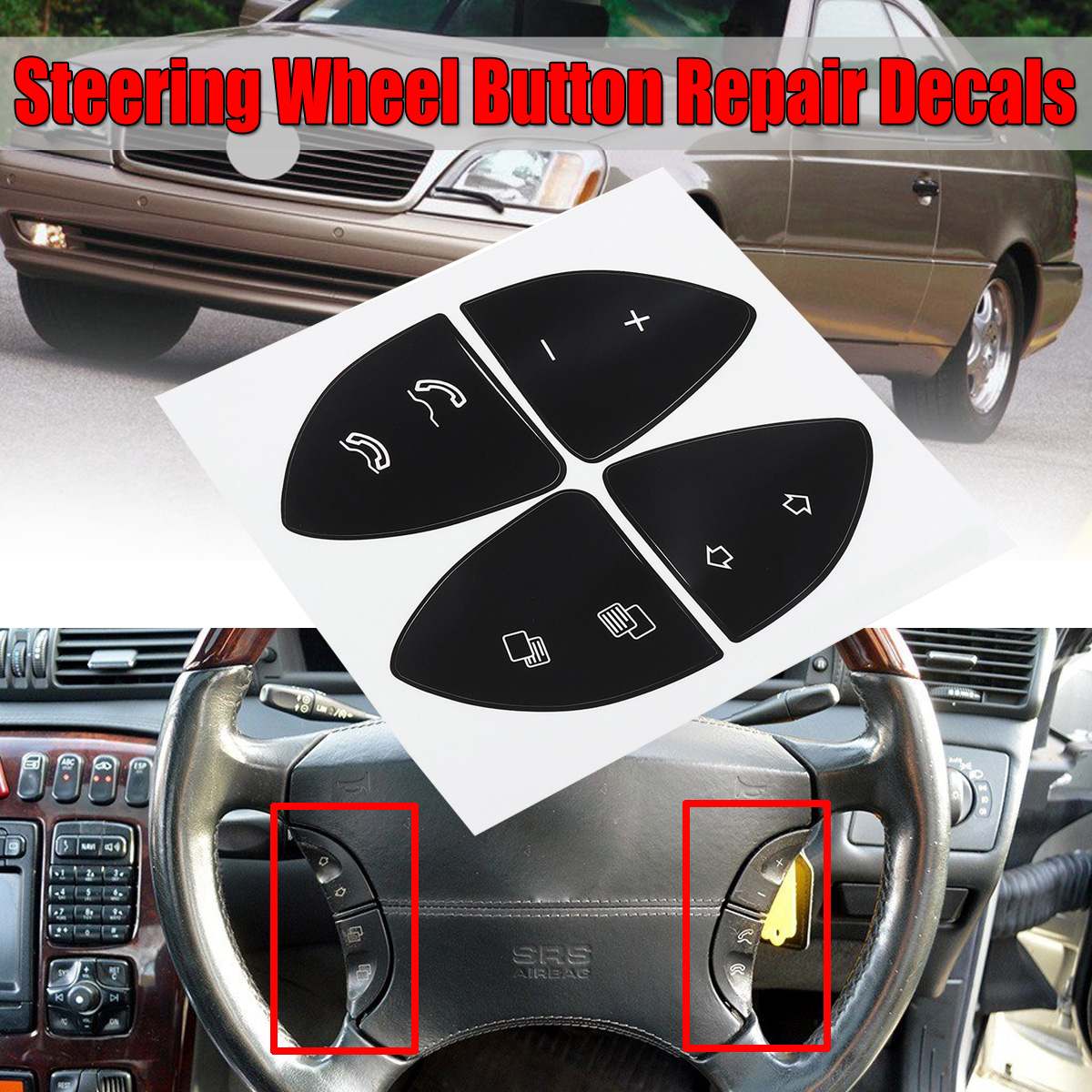 

Car Button Repair Sticker Steering Wheel Button Repair Decals Stickers Kit For MERCEDES For BENZ W220 S430 S500 S600 CL500 CL600, As described
