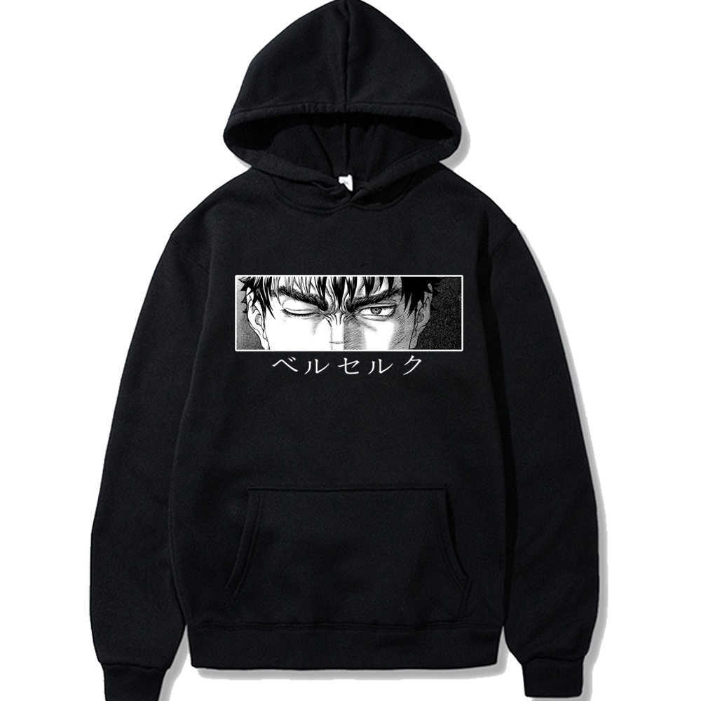 

Men Berserk Guts Hoodie Manga Pullovers Hoodies Sweatshirts Anime Eye Print Anime Hoody Streetwear Tops X0601, Black