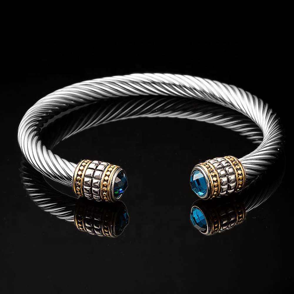 

Marlary Wholale Personality Stainls Steel Cuff Unisex Bangle Twist Cable Wire Bracelet