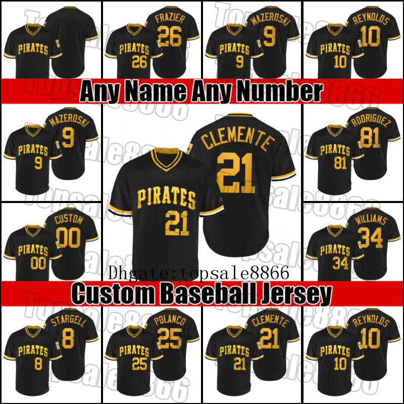 

Throwback Pirates 21 Roberto Clemente Jersey Pittsburgh 8 Willie Stargell 27 Kevin Newman Jerseys Adam Frazier Mitch Keller Jared Oliva x321, Blue;black