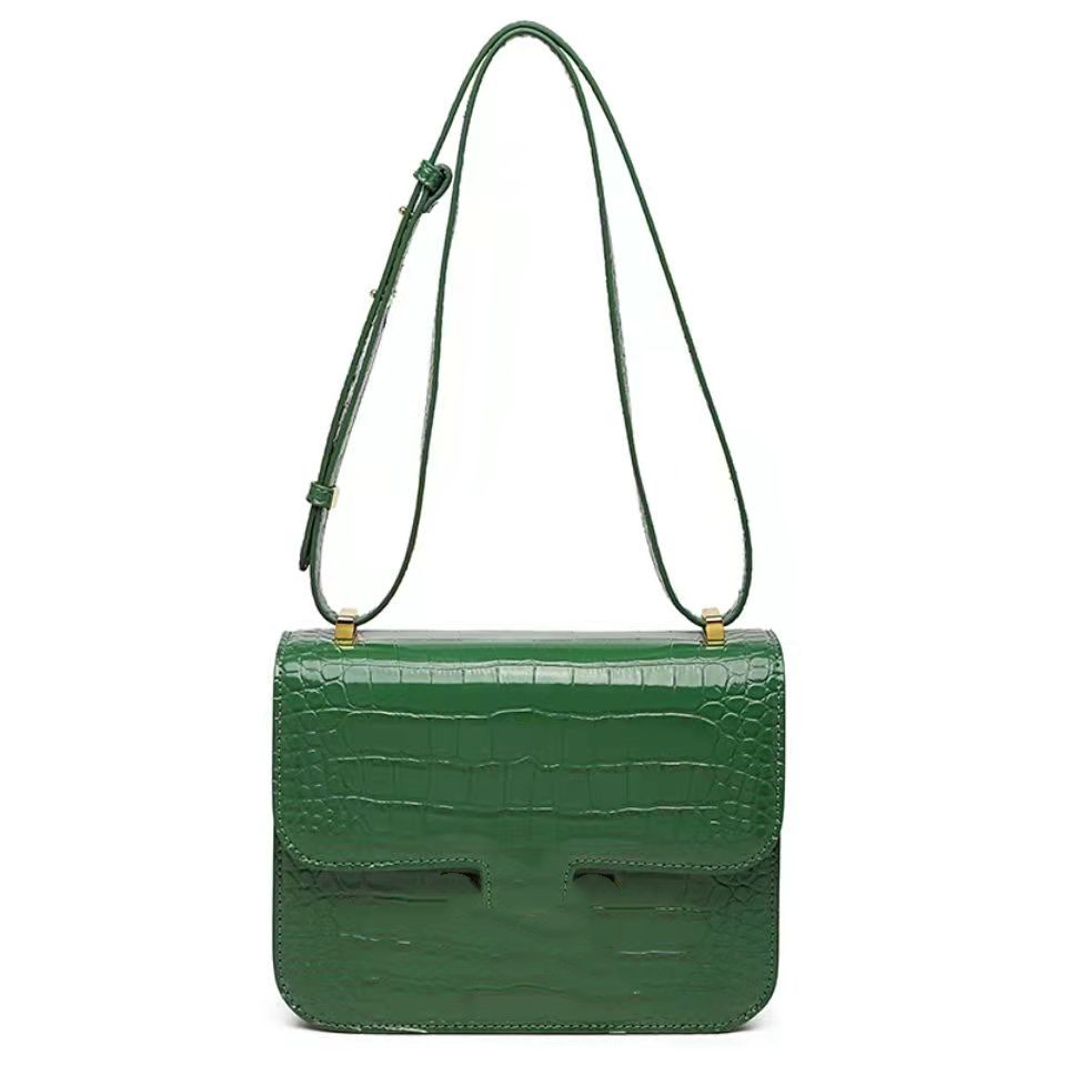 

High quality brand 2021 New tide stewardess bag H buckle Kangkang Crocodile pattern mini square bag tofu spring, summer, autumn and winter