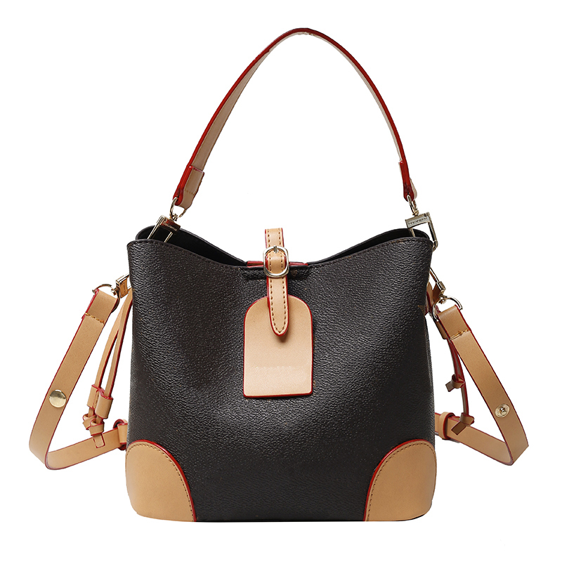 

L1965 Bucket Shoulder Bag for Women handbag purse High quality Geometric Handbags Plaid Chain Crossbody Laser Diamond, Black flower