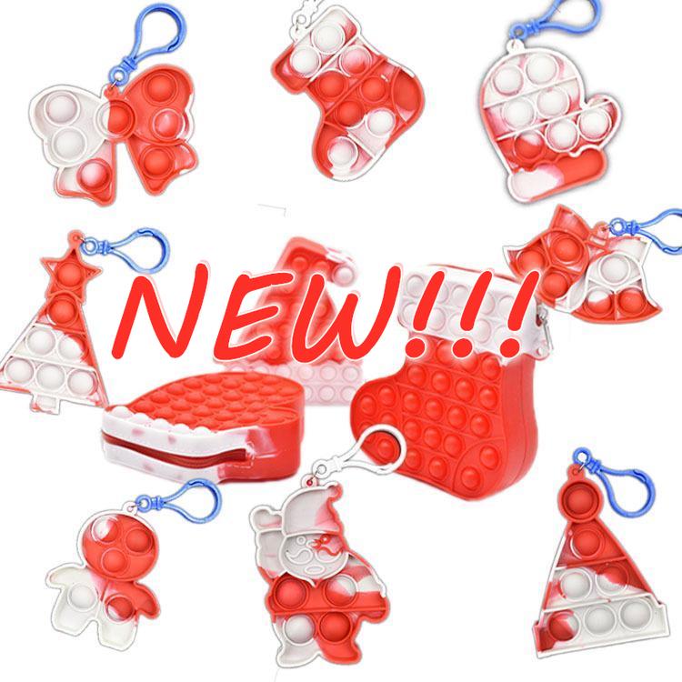 

NEW!!! Sensory Toy Decompression Toys Push its Fidget Christmas Series Children Bubble Music Keychain Santa Claus Gingerbread Man Tree Butterfly